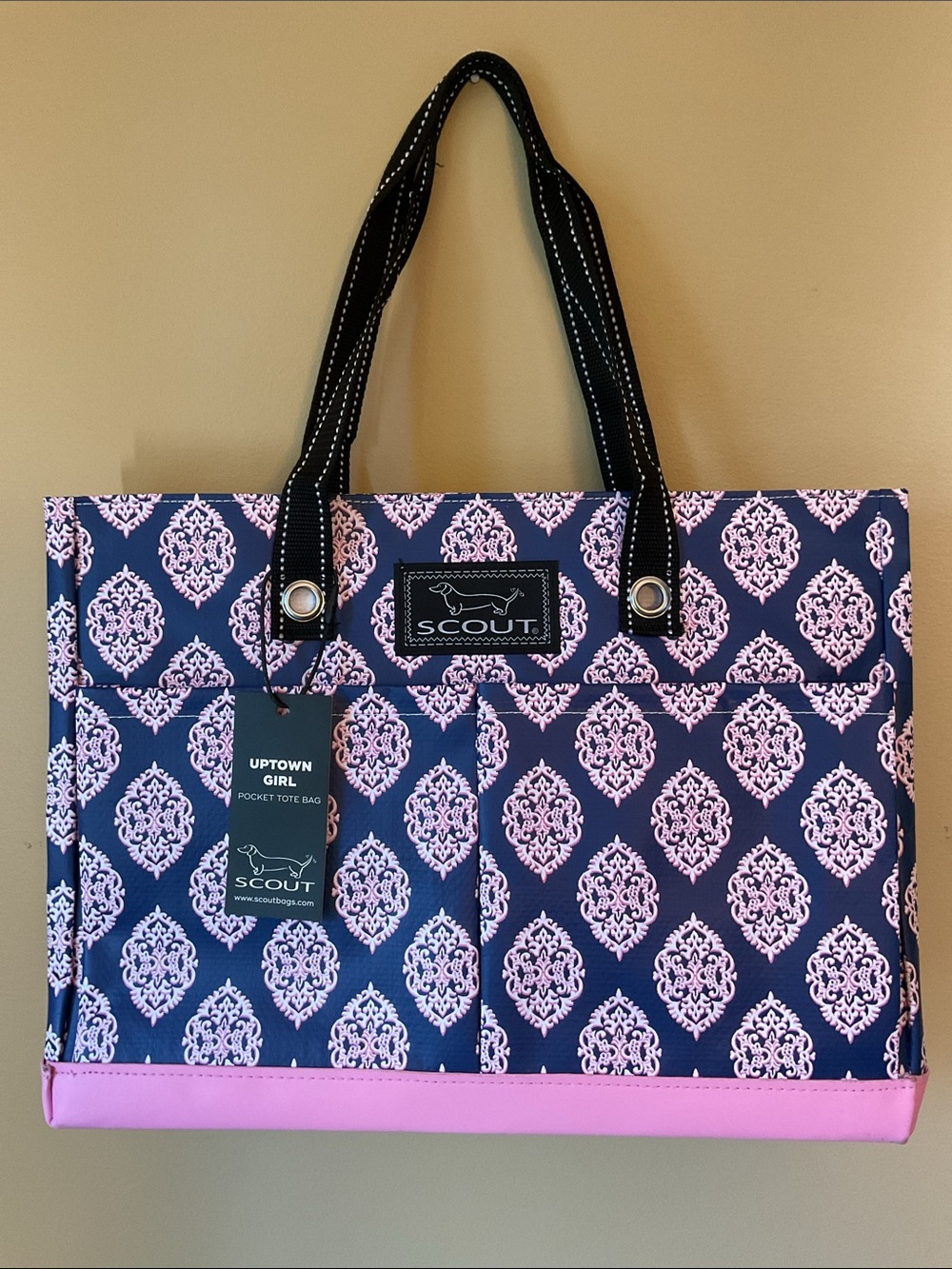 Scout Uptown Girl Tote in Navy and Pink Damask NWT